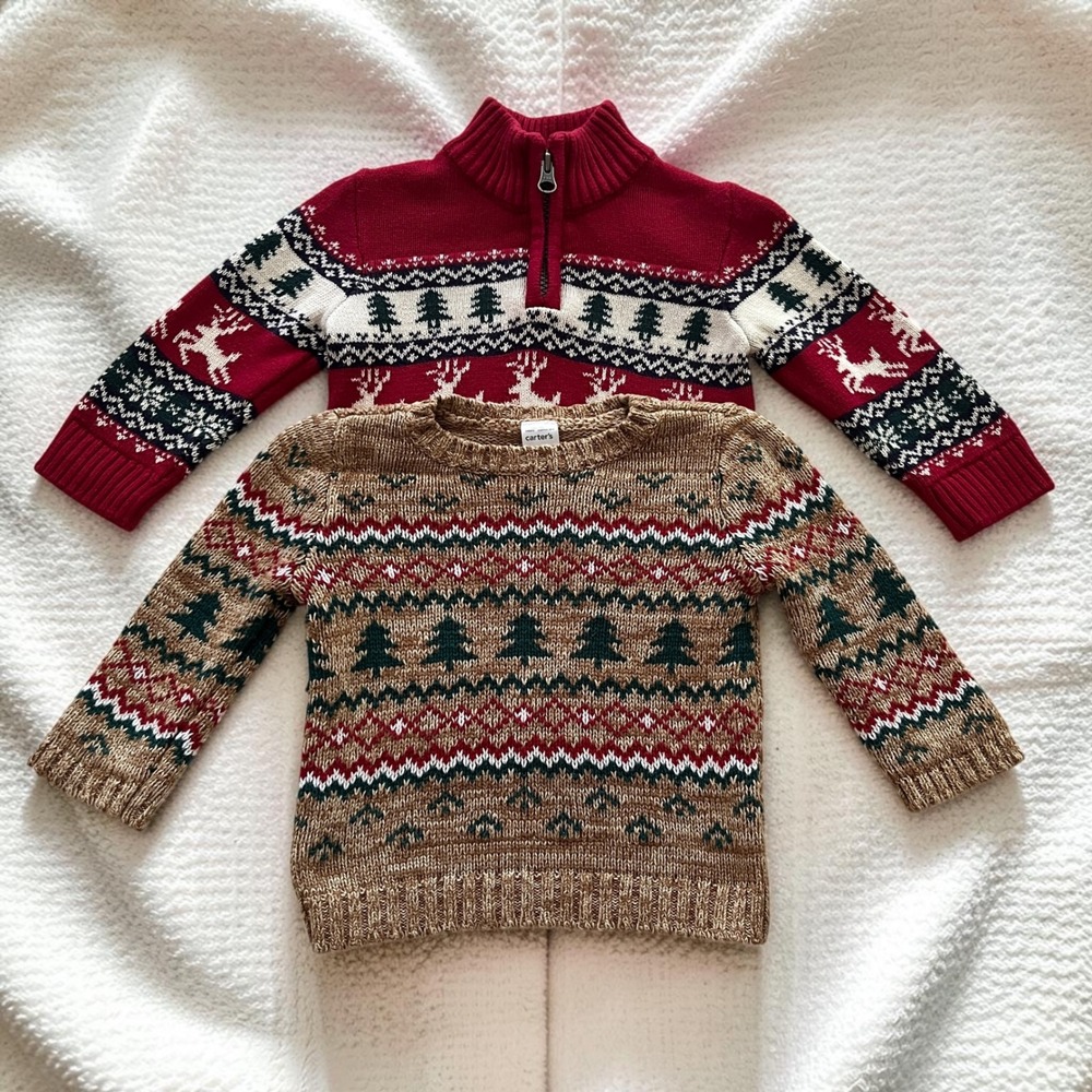 Baby Boys Fair Isle Nordic Sweaters Size 12 Months 100% Cotton Preppy Lodge 2
